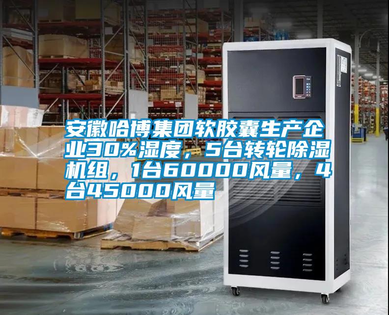 安徽哈博集團軟膠囊生產企業30%濕度，5臺轉輪除濕機組，1臺60000風量，4臺45000風量